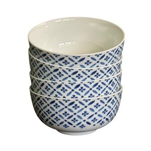 Four Spode Home Blue Indigo 6" Soup Cereal Bowls Blue & White Floral
